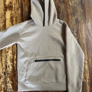 Beige Hooded Sweatshirt with Front Pocket